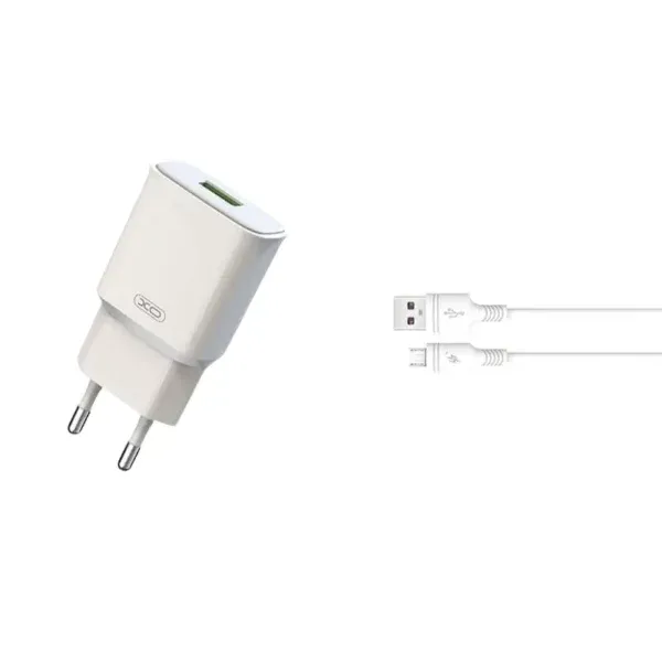 Адаптер за зареждане XO-L92D с USB кабел за мобилни устройства.